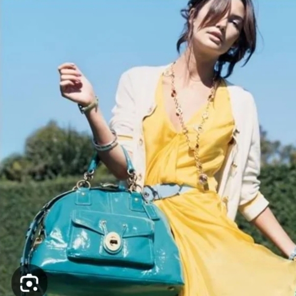 Coach 2008 Limited Edition Francine Turnlock Satchel Turquoise Legacy Lining - Picture 3 of 15